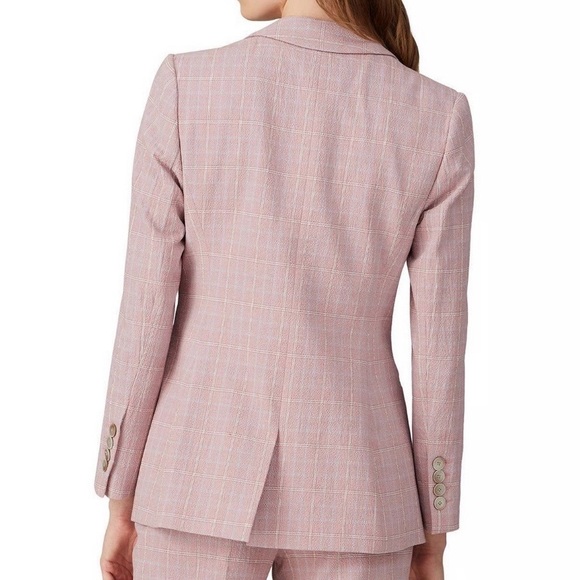Rebecca Taylor Tailored Pink Plaid Double-Button Blazer - Picture 2 of 5